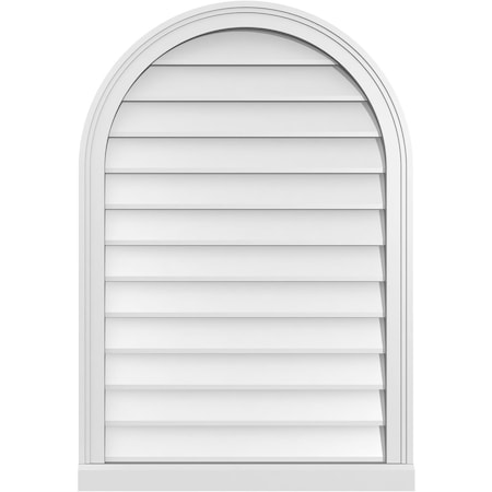 Ekena Millwork Round Top Surface Mount PVC Gable Vent w/ 2"W x 2"P Brickmould Sill Frame, 26"W x 38"H GVPRT26X3803SN